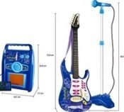 Gitara elektryczna rockowa ze wzmacniaczem mikrofonem dla dzieci niebieska