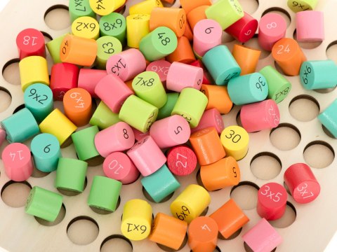 Zestaw edukacyjny nauka liczenia tabliczka mnożenia okrągła drewniana