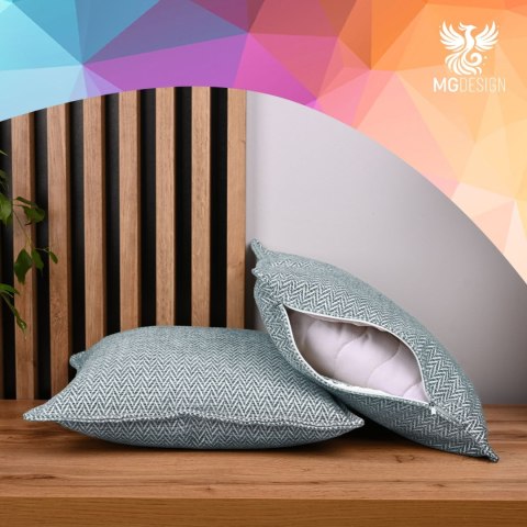Zestaw 2 szt. poszewek w jodełkę 60 x 60 cm w kolorze niebieskim