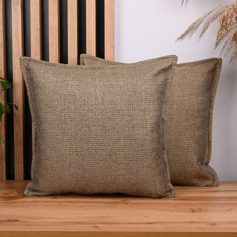 Dekoracyjna poszewka w jodełkę 30 x 30 cm w kolorze brązowym