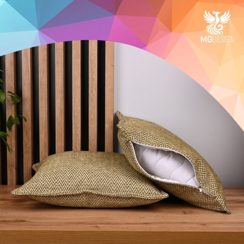 Zestaw 2 szt. poszewek w jodełkę 30 x 30 cm w kolorze żółtym