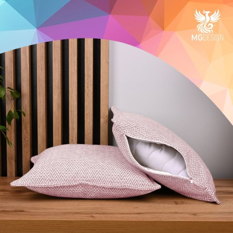 Zestaw 2 szt. poszewek w jodełkę 35 x 35 cm w kolorze różowym
