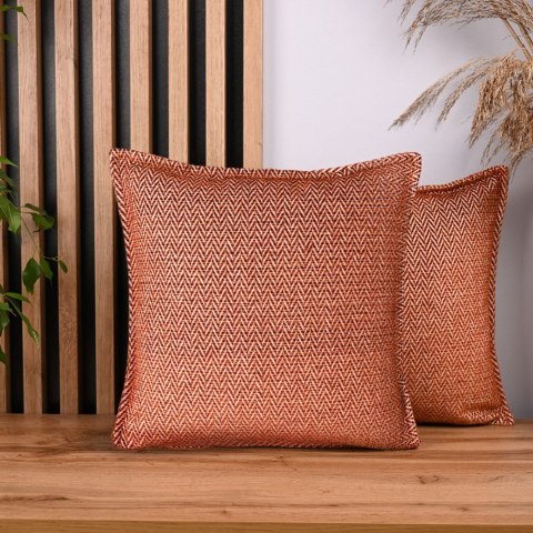 Zestaw 2 szt. poszewek w jodełkę 60 x 60 cm w kolorze pomarańczowym