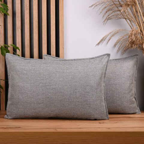 Zestaw 2 szt. poszewek w jodełkę 40 x 80 cm w kolorze popielatym