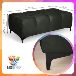 Pikowana pufa welurowa 63 x 121 cm w kolorze grafitowym