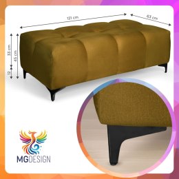Pikowana pufa welurowa 63 x 121 cm w kolorze żółtym