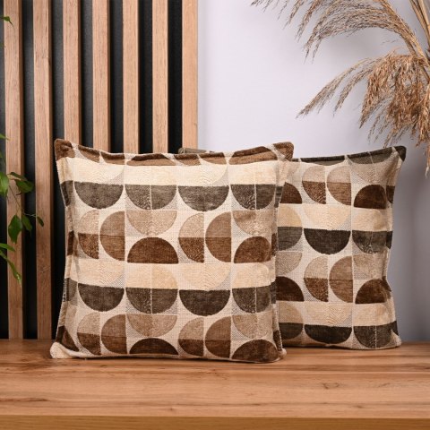 Poszewka z geometrycznym wzorem 60 x 60 cm w kolorze beżowym