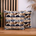 Poszewka z geometrycznym wzorem 60 x 60 cm w kolorze beżowo-niebieskim