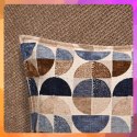 Poszewka z geometrycznym wzorem 60 x 60 cm w kolorze beżowo-niebieskim