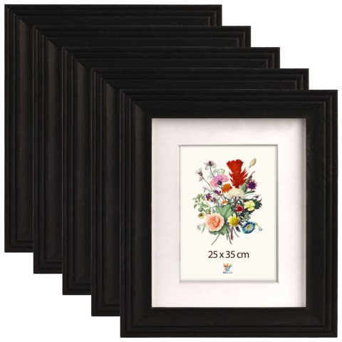Zestaw 5 szt. frezowanych ramek 25 x 35 cm w kolorze czarnym