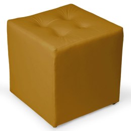 Żółta welurowa pufa 41 x 41 cm w formie kostki