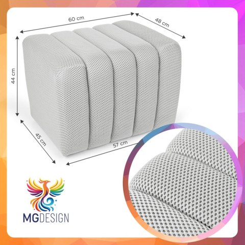 Designerska pufa strukturalna 48 x 60 cm w kolorze kremowym
