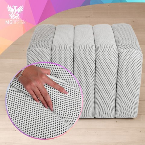 Designerska pufa strukturalna 48 x 60 cm w kolorze kremowym