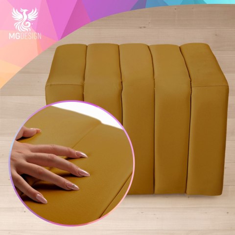 Designerska pufa welurowa 48 x 60 cm w kolorze żółtym
