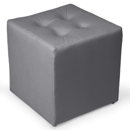 Jasnoszara welurowa pufa 41 x 41 cm w formie kostki