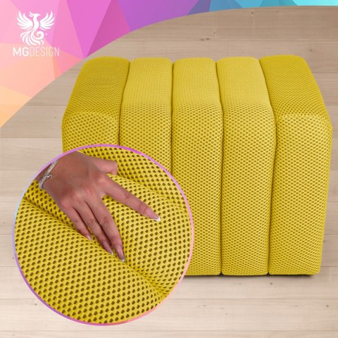 Designerska pufa strukturalna 48 x 60 cm w kolorze żółtym