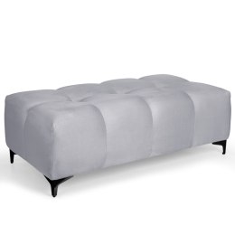 Pikowana pufa welurowa 63 x 121 cm w kolorze jasnoszarym