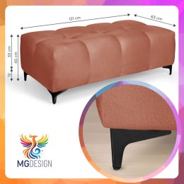 Pikowana pufa welurowa 63 x 121 cm w kolorze morelowym