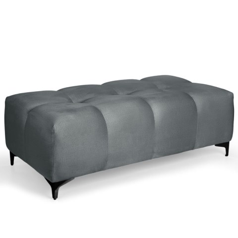 Pikowana pufa welurowa 63 x 121 cm w kolorze szarym