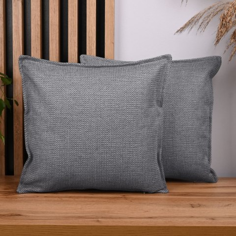 Zestaw 2 szt. poszewek w jodełkę 50 x 50 cm w kolorze szarym