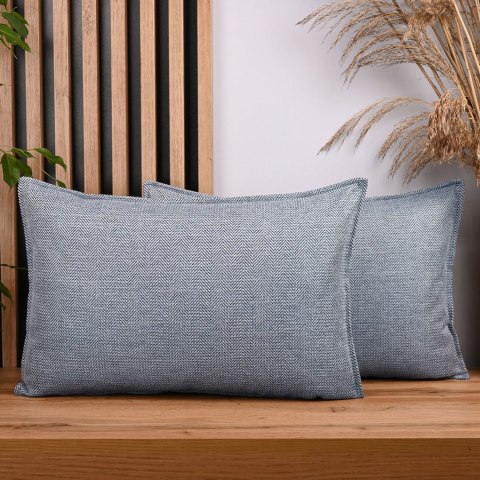 Dekoracyjna poszewka w jodełkę 40 x 80 cm w kolorze niebieskim