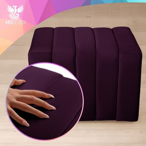 Designerska pufa welurowa 48 x 60 cm w kolorze ciemnofioletowym