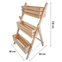 Drewniany kwietnik, wkład 40 cm - warzywnik 3-poziomowy, skrzynka na zioła, kwiaty, balkon, taras i ogród