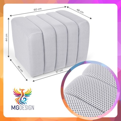 Designerska pufa strukturalna 48 x 60 cm w kolorze białym