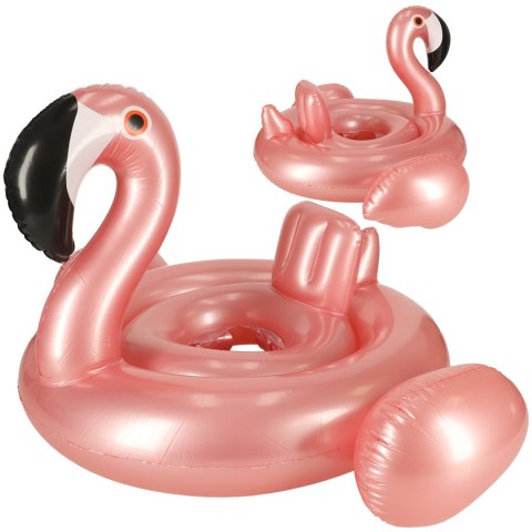 Kółko do pływania dla niemowląt koło pontonik dla dzieci z siedziskiem kółko plażowe flaming max 20kg 1-3lata 60 cm