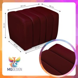 Designerska pufa welurowa 48 x 60 cm w kolorze burgundowym