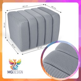 Designerska pufa strukturalna 48 x 60 cm w kolorze jasnoszarym