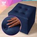 Granatowa welurowa pufa 41 x 41 cm w formie kostki