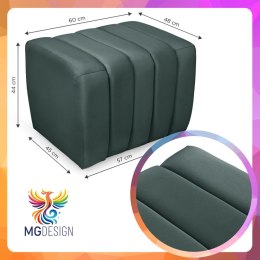Designerska pufa welurowa 48 x 60 cm w kolorze ciemnozielonym