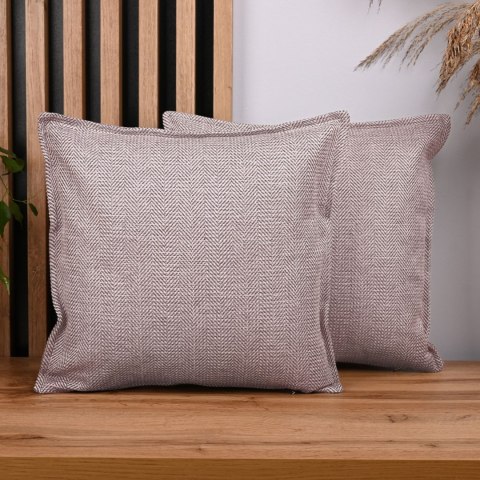 Dekoracyjna poszewka w jodełkę 30 x 30 cm w kolorze jasnobrązowym