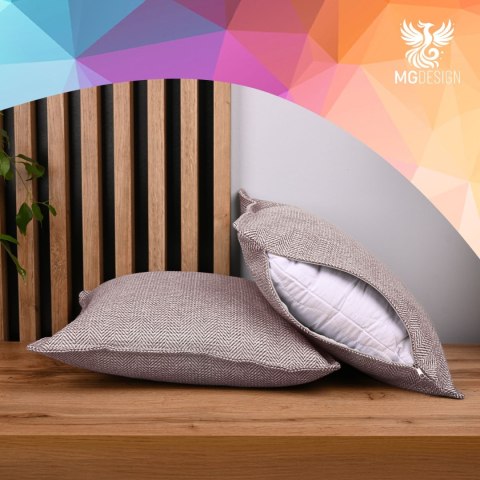 Dekoracyjna poszewka w jodełkę 35 x 35 cm w kolorze jasnobrązowym