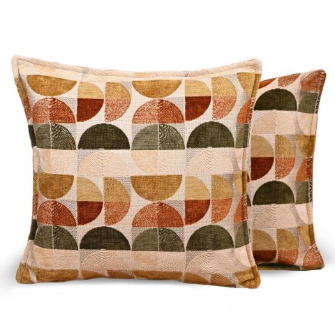 Poszewka z geometrycznym wzorem 30 x 30 cm w kolorze beżowo-pomarańczowym