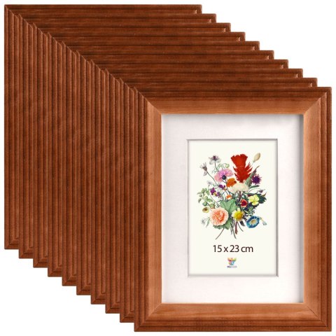 Zestaw 10 szt. frezowanych ramek 15 x 23 cm w kolorze brązowym