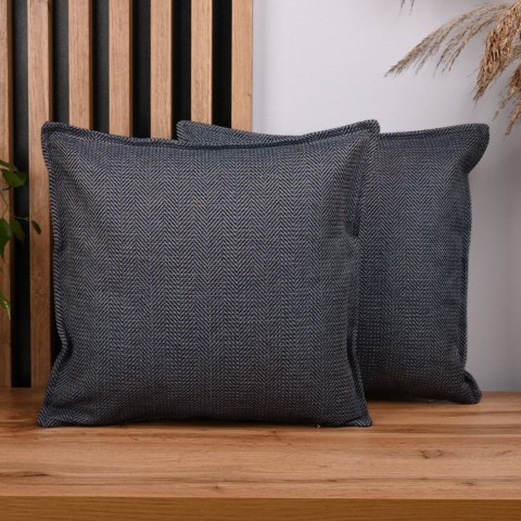 Zestaw 2 szt. poszewek w jodełkę 55 x 55 cm w kolorze granatowym