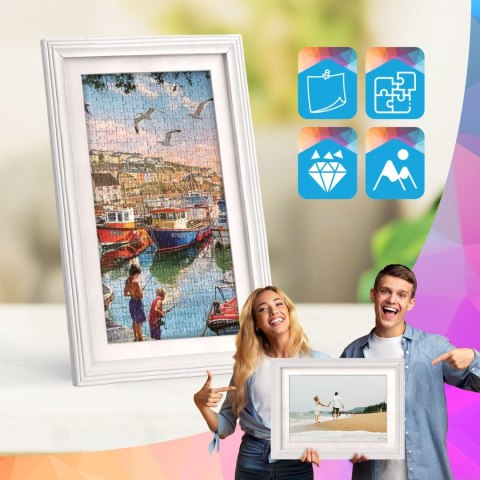 Frezowana ramka na zdjęcia w rozmiarze 30 x 60 cm w kolorze białym