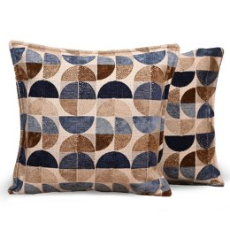Poszewka z geometrycznym wzorem 40 x 40 cm w kolorze beżowo-niebieskim