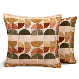 Poszewka z geometrycznym wzorem 55 x 55 cm w kolorze beżowo-pomarańczowym