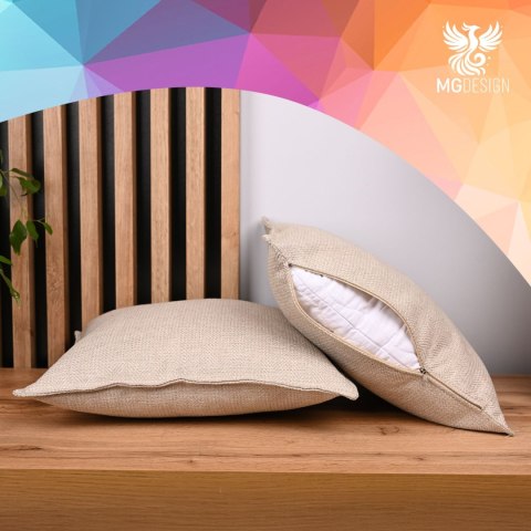 Zestaw 2 szt. poszewek w jodełkę 50 x 50 cm w kolorze kremowym