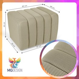 Designerska pufa strukturalna 48 x 60 cm w kolorze beżowym