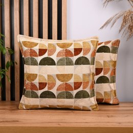 Poszewka z geometrycznym wzorem 60 x 60 cm w kolorze beżowo-pomarańczowym