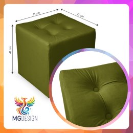 Zielona welurowa pufa 41 x 41 cm w formie kostki