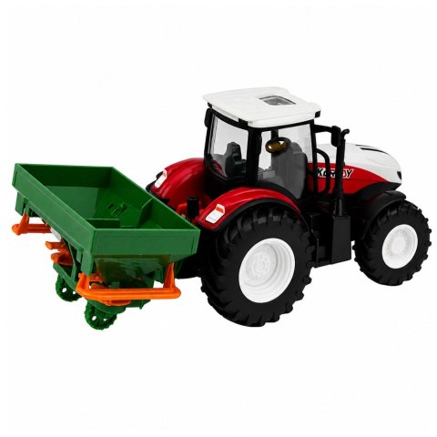 Traktor Rolniczy z Siewnikiem Zdalnie Sterowany RC Światła Czerwony 1:24