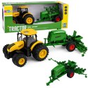 Traktor Rolniczy z Siewnikiem i Agregatem Światła Dźwięki Żółty 1:24