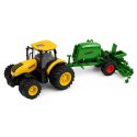 Traktor Rolniczy z Siewnikiem i Agregatem Światła Dźwięki Żółty 1:24