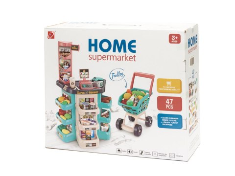 Sklep dla dzieci supermarket stragan wózek na zakupy akcesoria miętowy