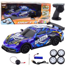 Auto Sportowe Zdalnie Sterowane RC Podświetlana Karoseria Drift Niebieski